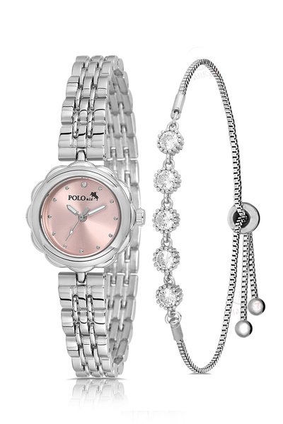 Polo Air Elegant Flower Case Women Wristwatch 5 Stone Bracelet Combination Si...
