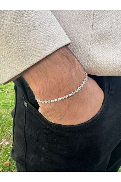 LUNAERA JEWELRY Erkek Kadın 2 mm Halat Model 925 Ayar Gümüş Bileklik
