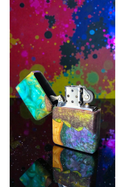 precious El Yapımı Stabilize Dişbudak Ağacı & Epoksi Benzinli Çakmak – Ömür B...