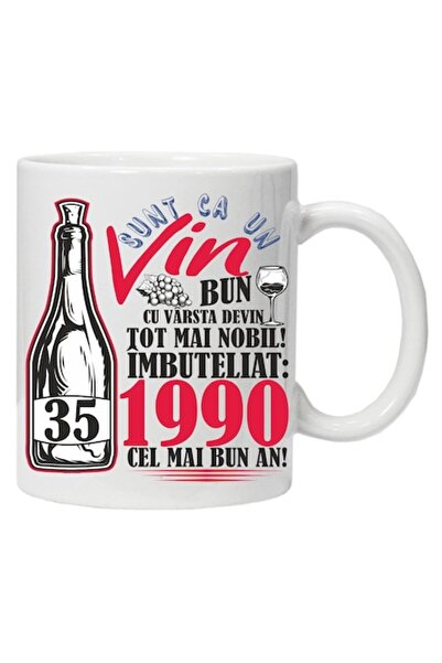 CRD PRINT Personalized Mug 'A Good Wine 1990-35' - CRD PRINT, 330 ml (white, red print)
