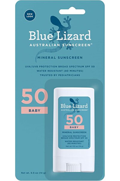 Blue Lizard Baby Mineral Sunscreen Stick with Zinc Oxide SPF 50+, Water Resistant, Unscented, 0.5 fl