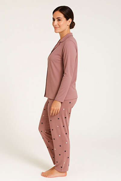 Mutlu City Women's Milan Fabric Comfortable Fit Buttoned Soft Pajama Set 4982