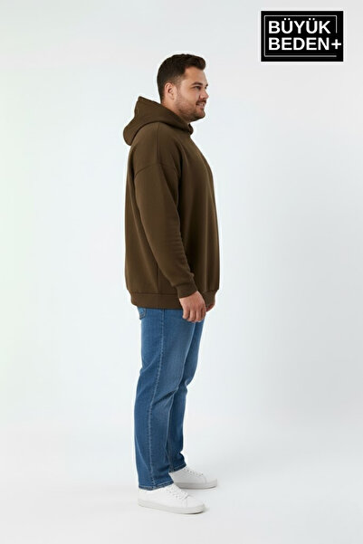 Superlife Мъжка блуза с качулка в голям размер, с ребристи ръкави и подгъв SPR26BSW957