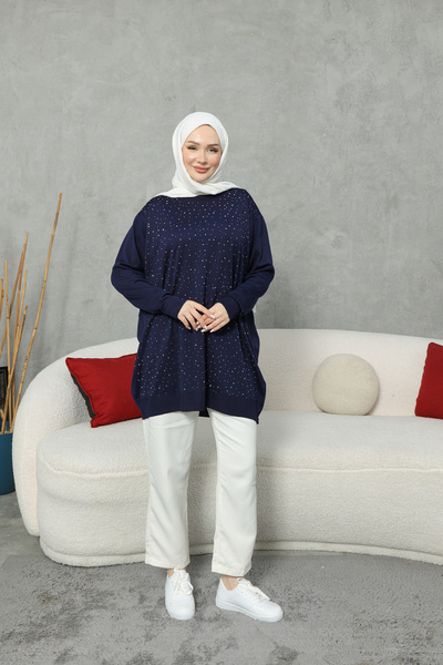NEW DAĞ Stone Detailed Oversized Knitwear Tunic