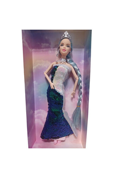 Vision XXI Papusa In Rochie Lunga Cu Paiete, Div Culori, Eleganta, Maini Si Picioare Flexibile, 30 cm