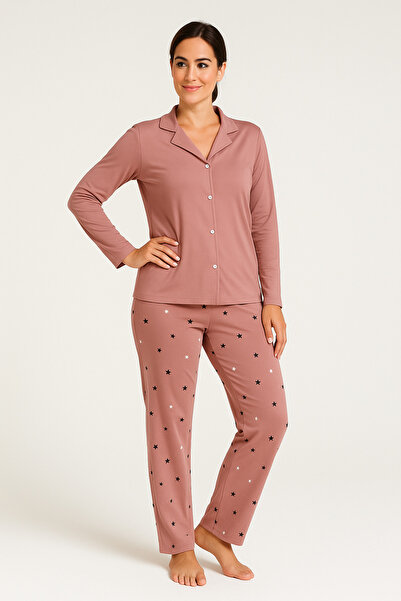 Mutlu City Women's Milan Fabric Comfortable Fit Buttoned Soft Pajama Set 4982