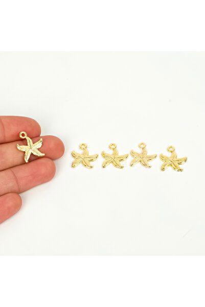 yfhobi 1 Adet - 15 mm Deniz Yıldızı Desenli Uç, Charm Uç, Altın Kaplama 1.Kal...
