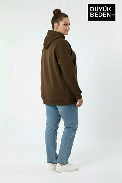 Superlife Дамска блуза с качулка в голям размер, с ребристи ръкави и подгъв SPR26BSWK957