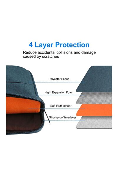 Generic 14-Inch Sleeve Case Zipper Laptop Handbag Navy Blue