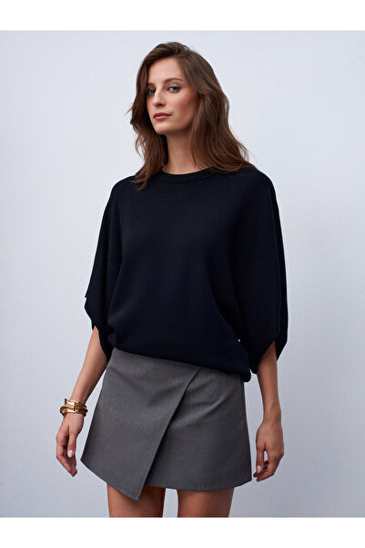 Dilvin Crew Neck Bat Sleeve Sweater