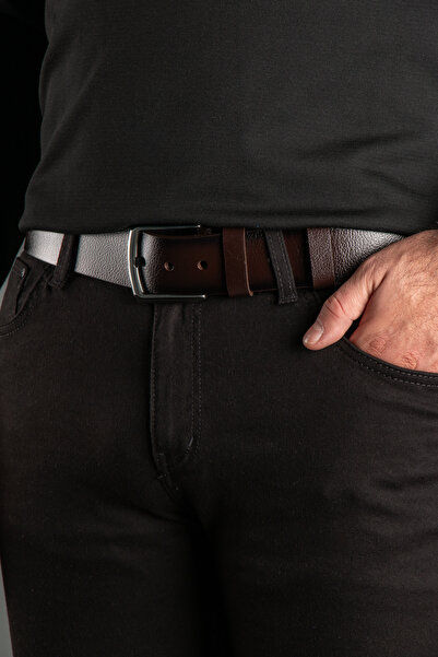 ZEKİ ÖZER Men's Brown Genuine Leather Belt 4.5 cm
