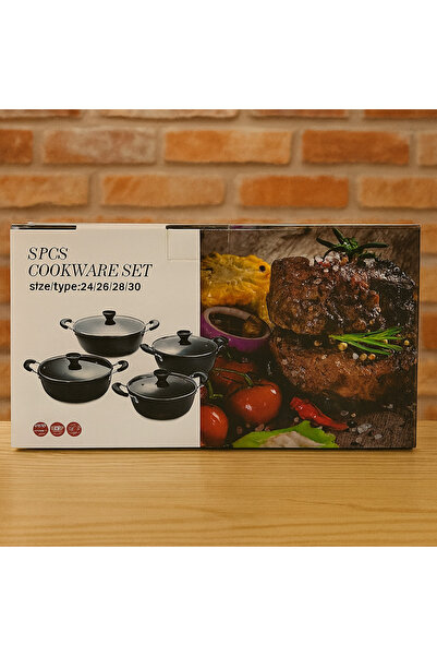 OEM Black Granite Pot Set With Lids 8 Pieces