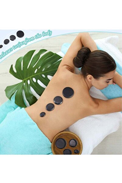 Generic Basalt Hot Stone Massage Set - 20 Smooth Black Rocks for Home Spa