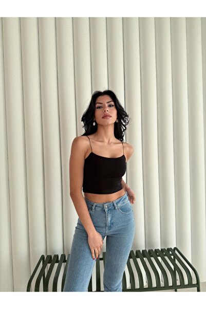 buğrahayalin Women's Rope Strap Short Crop - Black