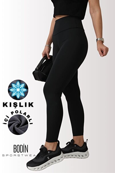bodin Winter Thermal Inner Sh Fleece-Lined High Waist t Shaping / Sculpting Stretchy Fabric Winter Sports Leggings