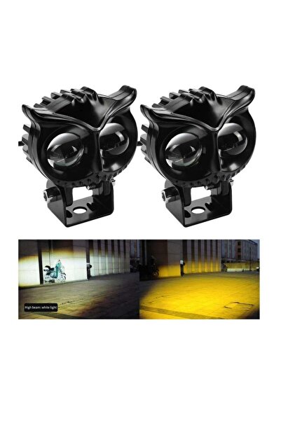 Generic LED Motorcycle Driving Fog Lights, White and Amber LED Pods Projector Lights (Owl style)