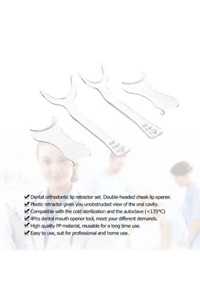 Generic 4-Piece Lip Cheek Retractor Set Dental Tool Transparent