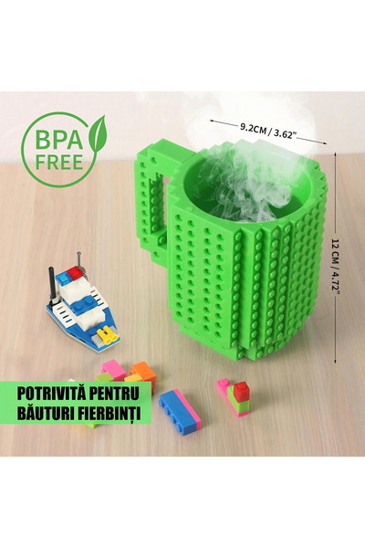 Next Trend Build-on Mug with Pieces – Funny DIY Gift Mug for Kids & Adults, Green