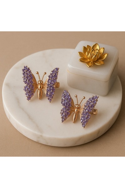 gigigiyim مشبك فراشة أنيق مرصع بالأحجار اللامعة مع أجنحة متحركة