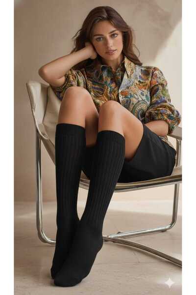 LAGRANZE Удобни дълги вълнени дамски чорапи с маншети