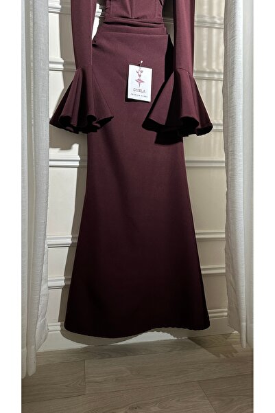 Onila Soft burgundy dress with long sleeves