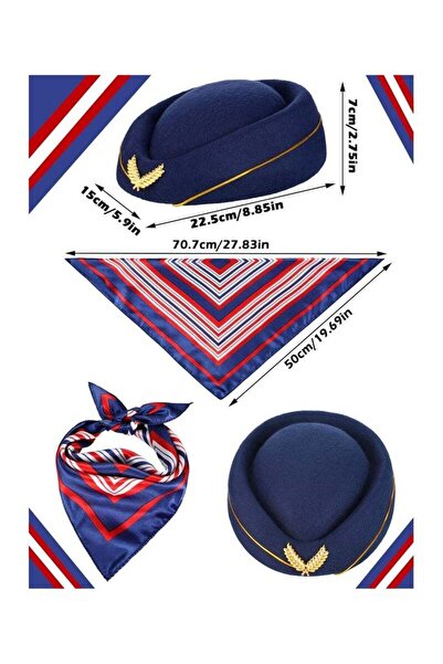 Generic 6-Piece Women's Flight Attendant Costume Accessories Set (Hat, Sunglasses, Scarf, Gloves)