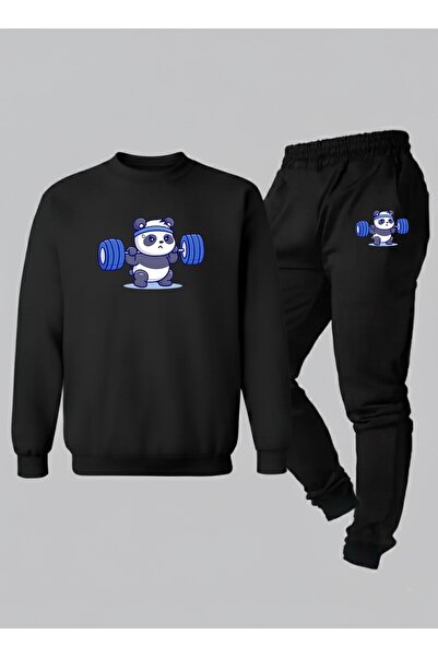 LORVEX Unisex Swea tricou - Trening pentru copii cu guler rotund KASLI PANDA ...