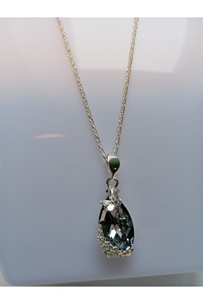 OEM 925 silver necklace with Swarovski Black Diamond pendant