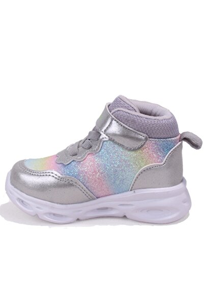 Vicco Poni 946B25K430 Silver Orthopedic Lighted Baby Girl Sports Boots