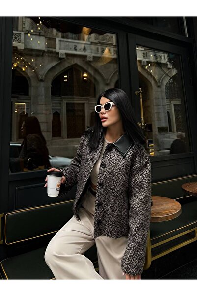 Bak'ap Premium Trend Γούνινο Μπουφάν με Καστανό Κολάρο