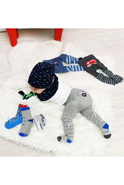 Superbaby Set of 3 cotton tights for boys with prints - Various colorful designs