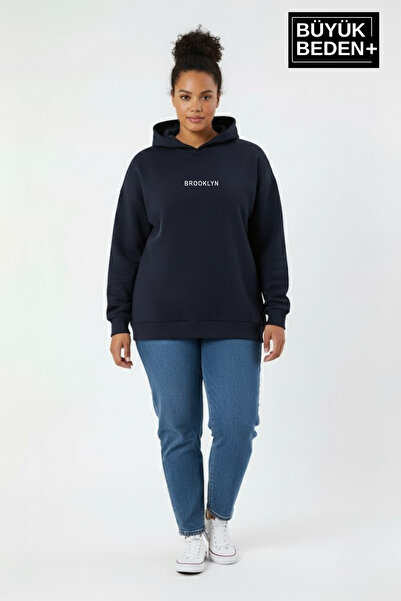 Superlife Γυναικείο φούτερ μεγάλου μεγέθους AR με τύπωμα με κουκούλα λεπτό φο...