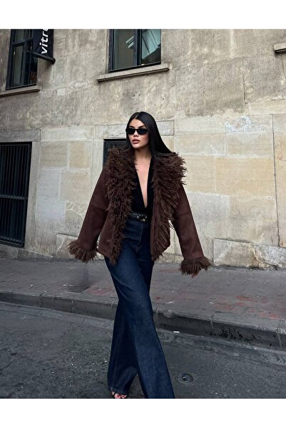 Bak'ap Premium Trend Viral Γούνινο Μπουφάν με λεπτομέρειες από σουέτ