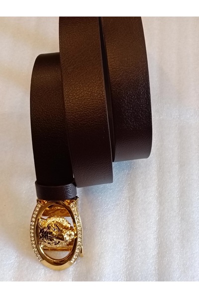 Butik Tülin Unisex Authentic Genuine Cowhide Leather Coffee Shiny Crystal Sto...