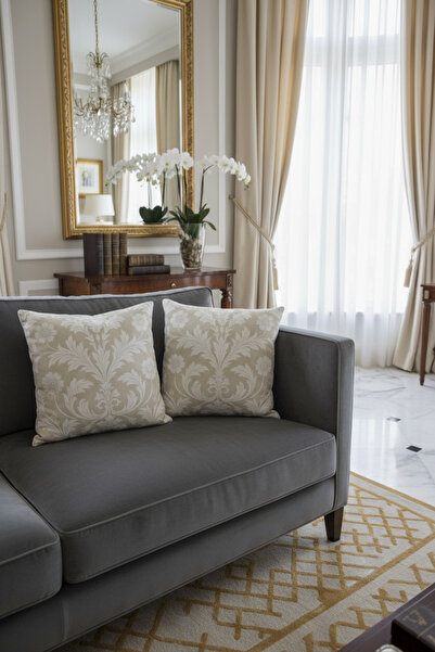 FARCY 2-Piece Combination Vintage Patterned Filled Decorative Pillow Cotton Throw Pillow Cushion Set (Filled Inside - 2 Pieces)