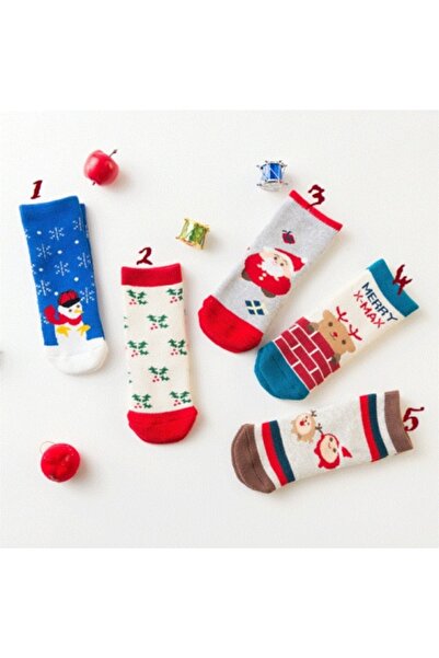 Superbaby Set of 5 pairs of plush socks for babies with Christmas print