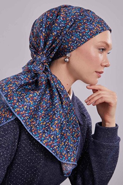 Levidor Eșarfă de mătase twill cu detaliu de litere mini albastru-0926