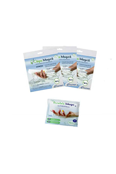 Carpa Magica Set Premium Curățenie: 3 Lavete Microfibră (Carpa Magica) + 1 Bu...