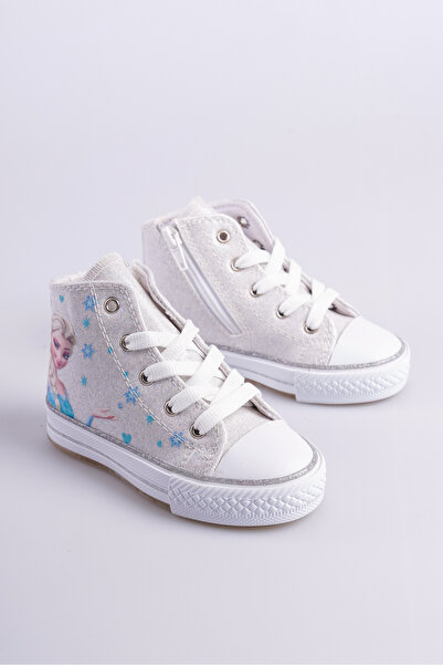 KATEYLER Silver Zippered High-Top Warm Lined 21-30 Lighted Girls' Orthopedic Shoes