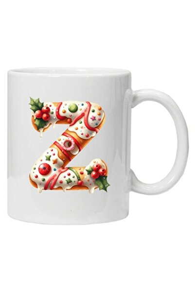CRD PRINT Personalized winter print mug, initial letter Z, White, Ceramic, 330 ml -