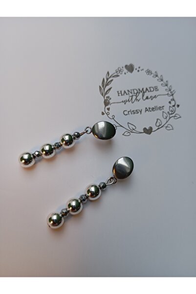 OEM Hematite jewelry set silver double necklace and earrings, with stainless steel