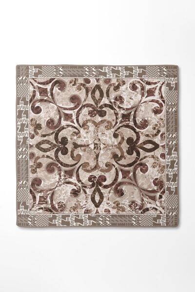 Levidor Μεταξωτό μαντήλι με σχέδιο καφέ γάλακτος-0918