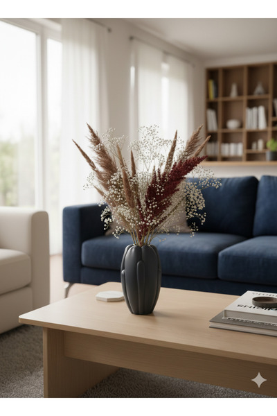 TACTIC Modern Shaped Decorative Stone Vase 16 cm – Suitable for Living Room, Office, and Tabletop Use