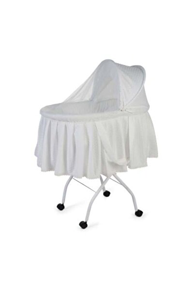 Generic سرير محمول من القطن باللون الأبيض العاجي