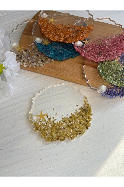 Sultan Tasarım Single Color Sea Shell Epoxy Coaster - 1 Piece