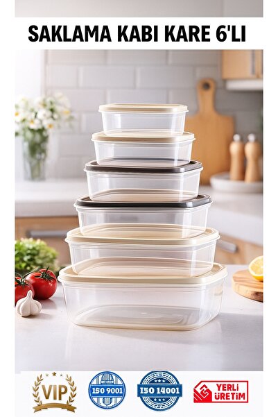 Vip Home Concept 6-piece nestable storage container plastic square vip plus storage container