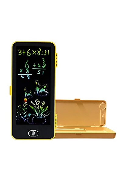 Generic LCD Drawing Pen Case for Kids - 2-in-1 Digital Slate & Pencil Box (Ye...