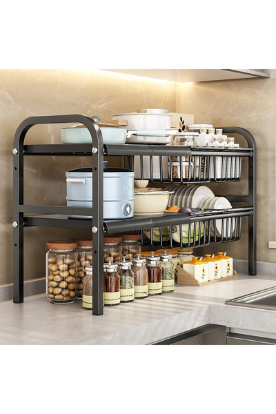 Next Trend Extendable Metal Under-Sink Storage Rack, Black, 4 Baskets – Smart Kitchen Organization