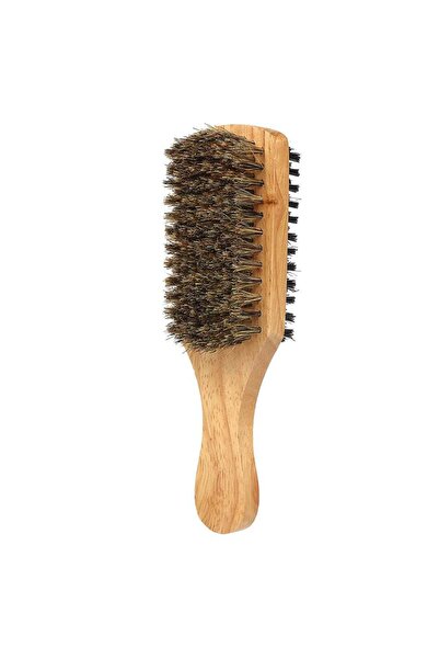 Generic Double-sided Solid Wood Handle Men's Beard Mustache Brush Brown 19 x 5 x 6cm