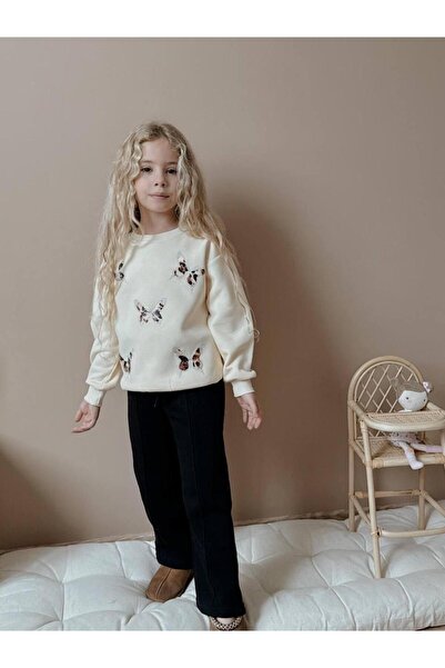 YİGİT BUTİK Σετ κοριτσίστικο επάνω και κάτω μέρος Kelebek με τύπωμα